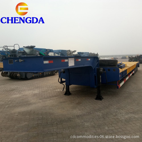 Extendable 4 Axle 60 80 Ton Heavy Duty And Equipment Steel Standard Lowbed Semi trailer For Sale